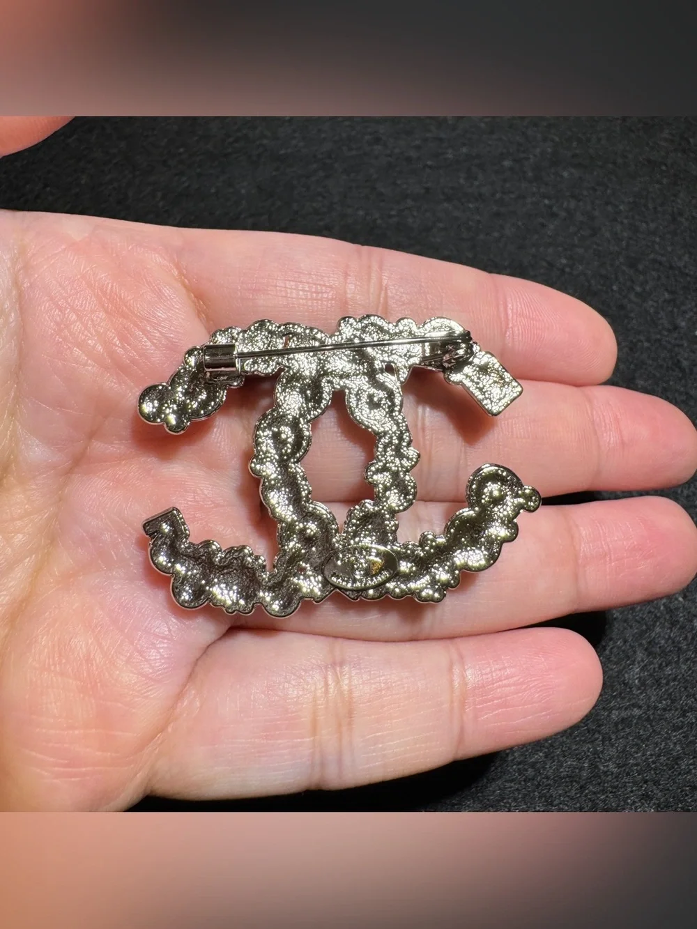 Faux Pearl Floral Letter Statement Brooch